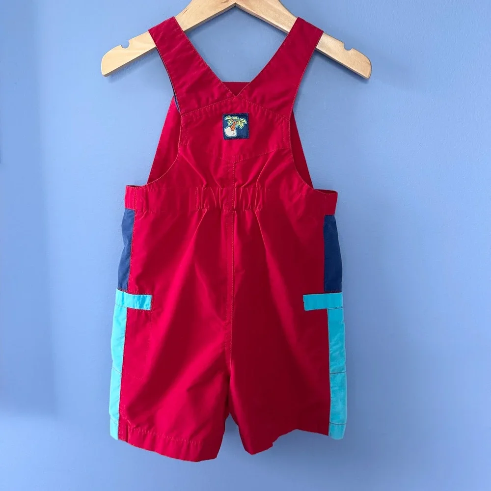 Vintage 2001 Gymboree Little Surfer Boys Red Shortalls Coorblock 12-18 monhs